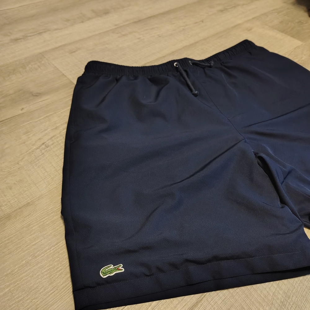 Lacoste Sport Mens Relaxed Fit Athletic Shorts Navy Blue XL Drawstring